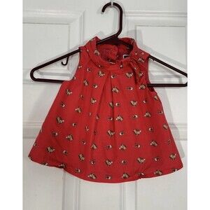 Janie And jack Horse Equestrian Top 18-24m Baby Girl Coral Horse Riding Print